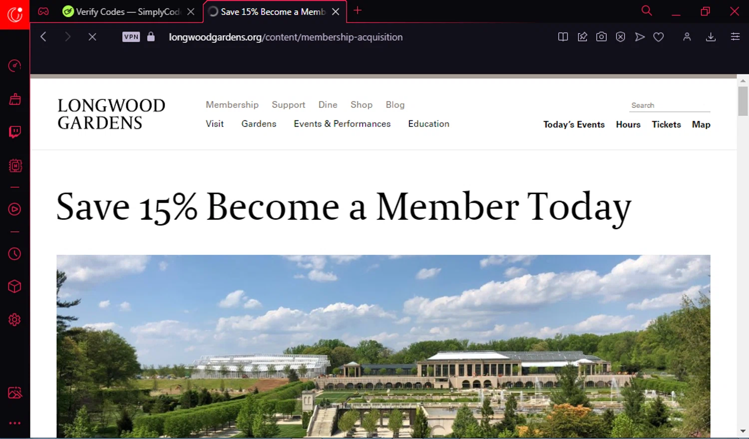 where to use Longwood Gardens promo code box