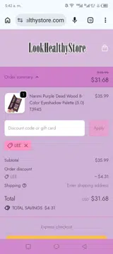 LookHealthyStore coupon verification screenshot