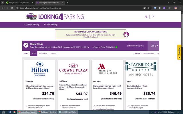 Looking4Parking checkout page showing Looking4Parking discount code box | Screenshot taken by SimplyCodes community member on Sep 5, 2025