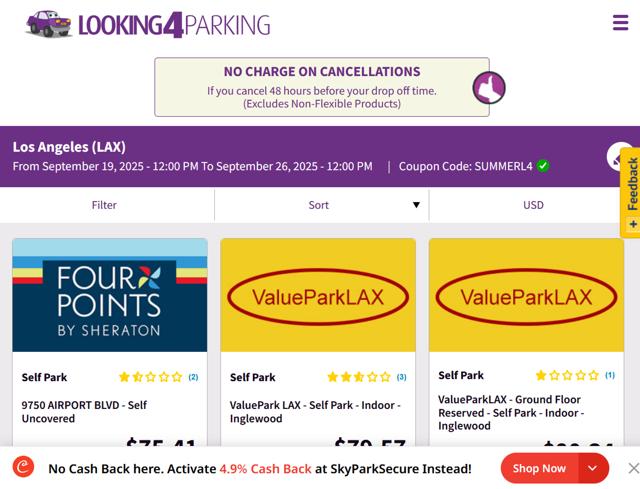 Looking4Parking checkout page showing Looking4Parking discount code box | Screenshot taken by SimplyCodes community member on Sep 12, 2025