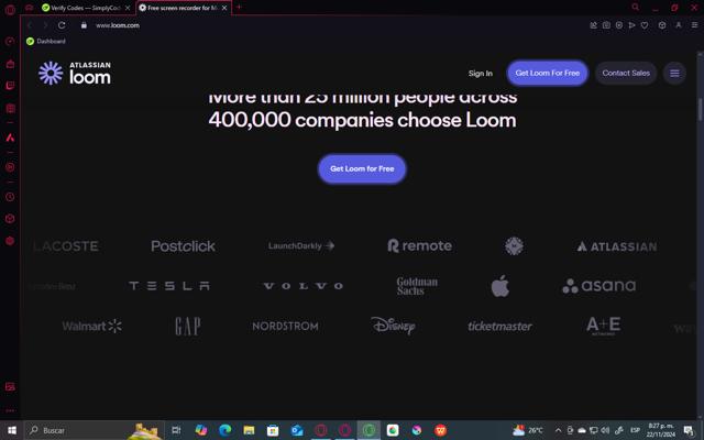 Loom checkout page showing Loom promo code box | Screenshot taken by SimplyCodes community member on Nov 23, 2024
