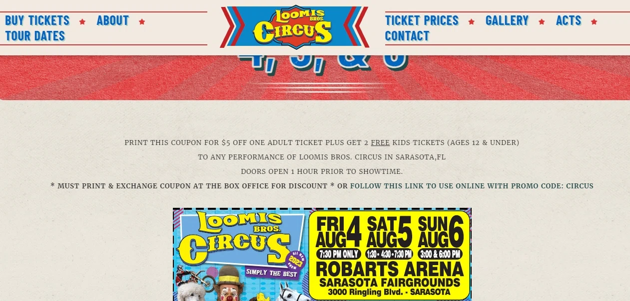 Loomis Bros. Circus checkout page showing Loomis Bros. Circus promo code box | Screenshot taken by SimplyCodes community member on Aug 12, 2023