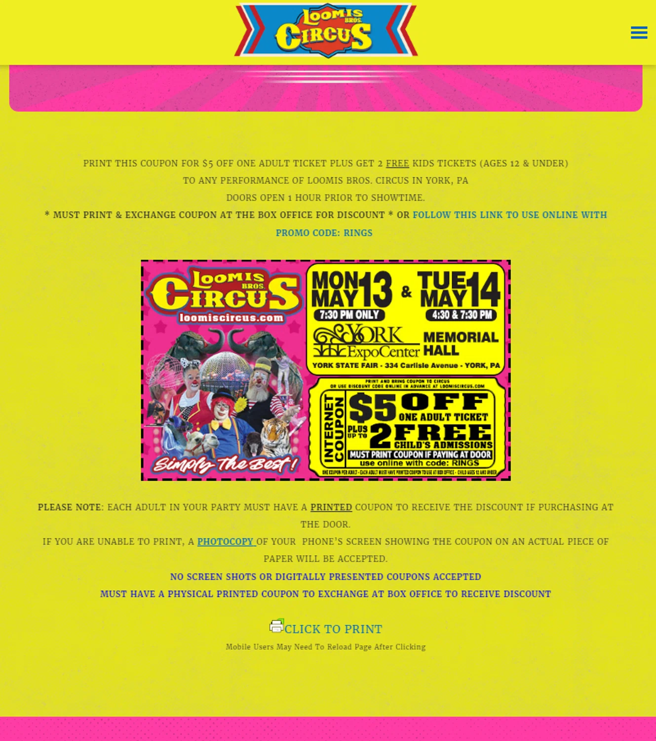 Loomis Bros. Circus checkout page showing Loomis Bros. Circus promo code box | Screenshot taken by SimplyCodes community member on May 7, 2024