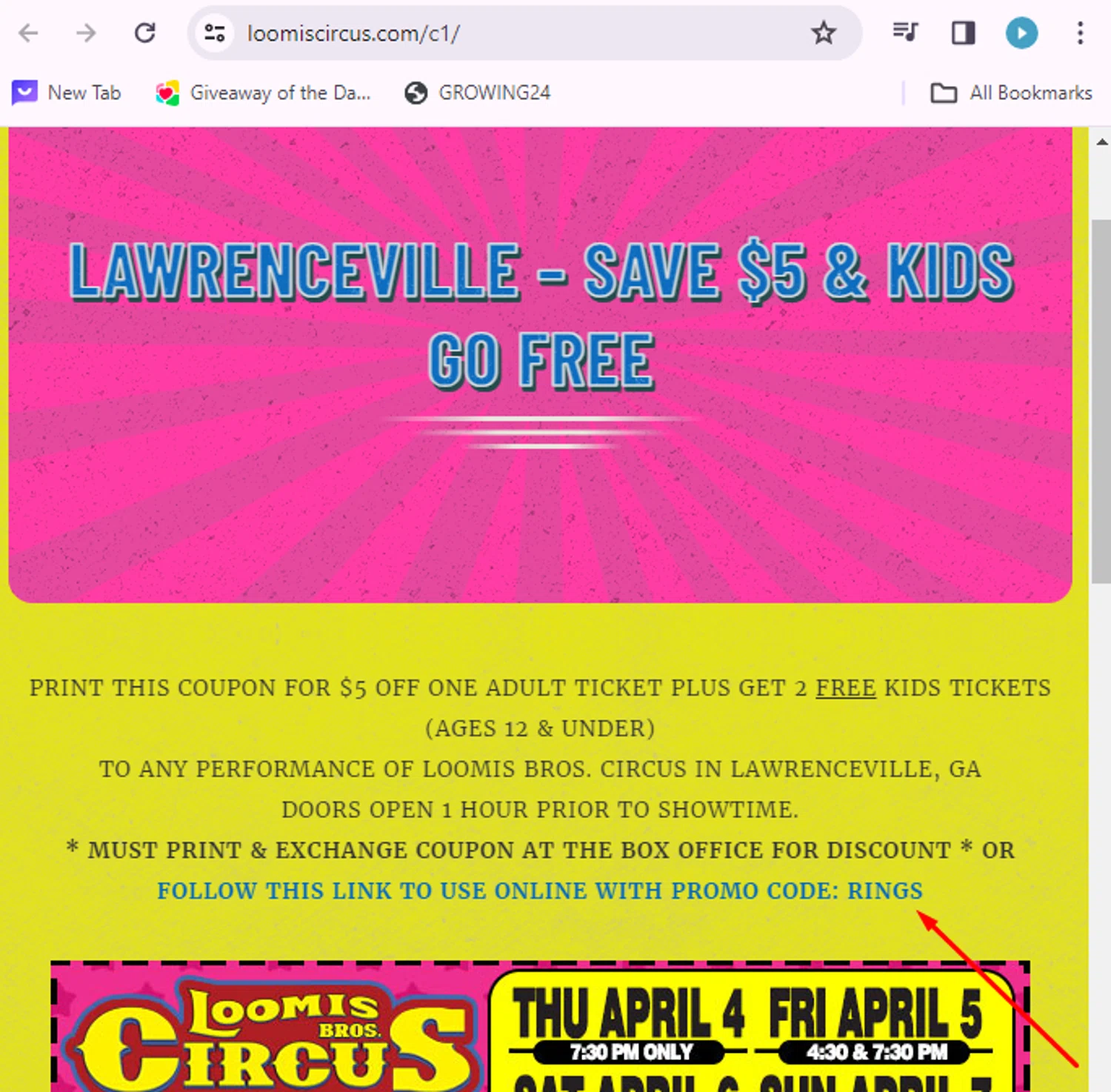 Loomis Bros. Circus checkout page showing Loomis Bros. Circus promo code box | Screenshot taken by SimplyCodes community member on Mar 30, 2024
