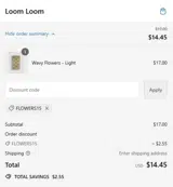 Flowers15 coupon verification screenshot
