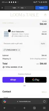 LTWELCOME10 coupon verification screenshot