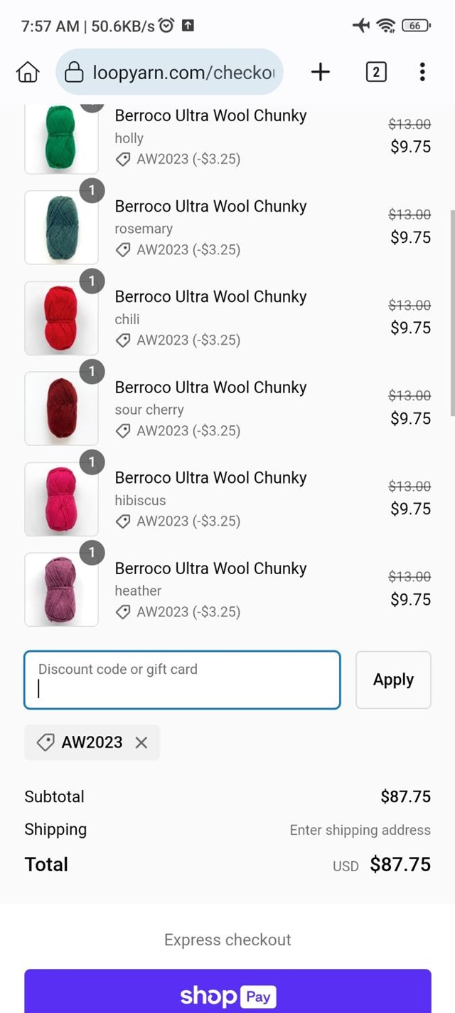 Loop checkout page showing Loop discount code box | Screenshot taken by SimplyCodes community member on Nov 29, 2023