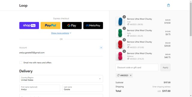Loop checkout page showing Loop discount code box | Screenshot taken by SimplyCodes community member on Oct 31, 2023