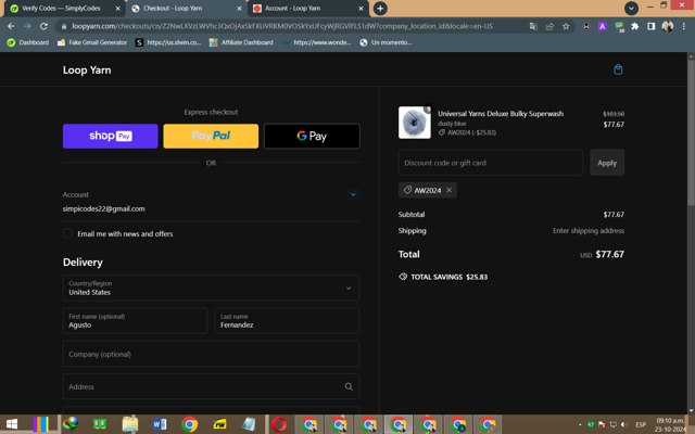 Loop checkout page showing Loop discount code box | Screenshot taken by SimplyCodes community member on Oct 23, 2024