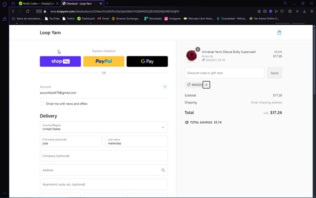 Loop checkout page showing Loop discount code box | Screenshot taken by SimplyCodes community member on Nov 30, 2024