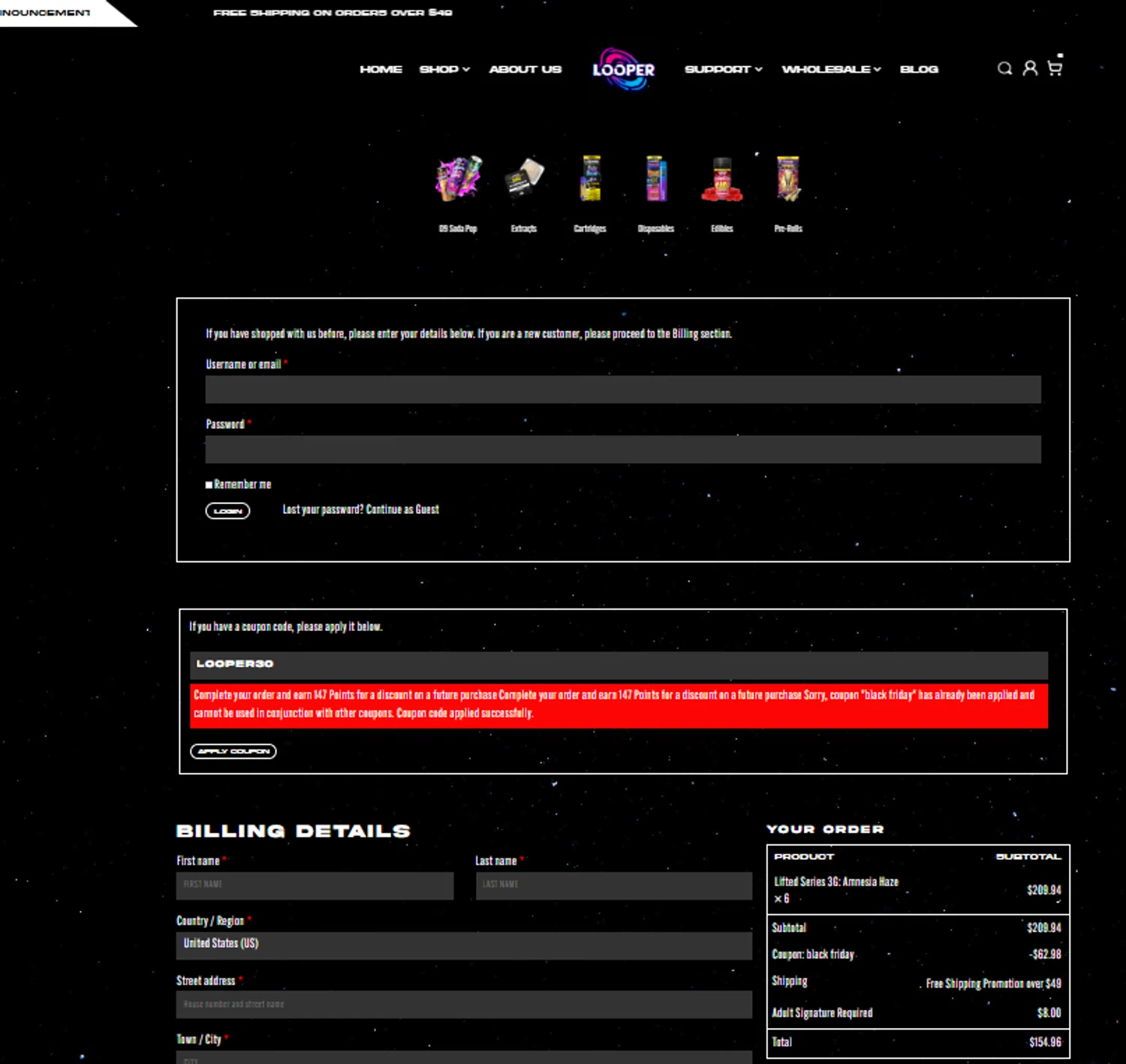 LooperVerse coupon code screenshot showing code LOOPER30 applied at LooperVerse checkout page. Uploaded by SimplyCodes community member SalvadorC on Nov 16, 2025