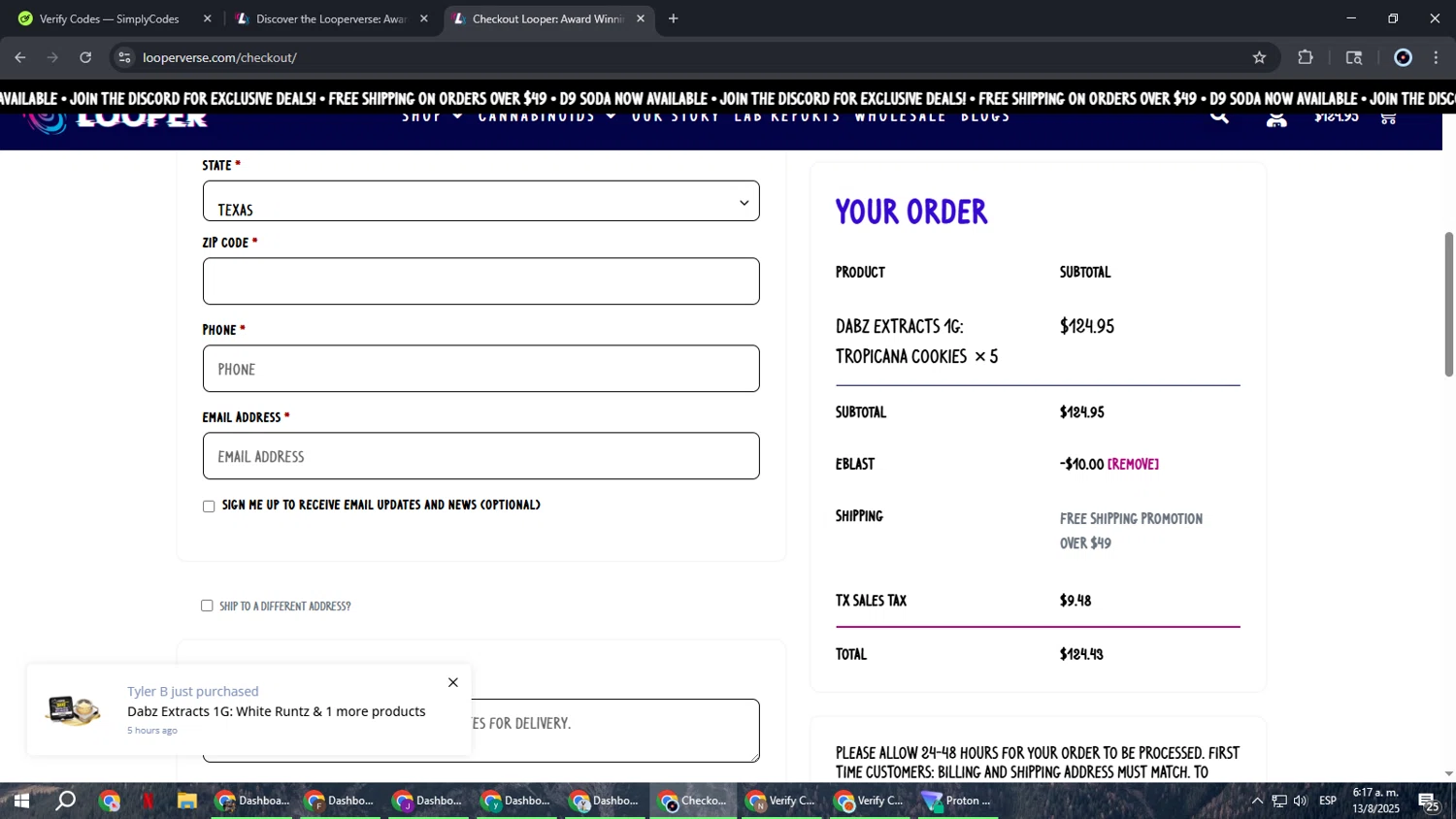 LooperVerse coupon code screenshot showing code Eblast applied at LooperVerse checkout page. Uploaded by SimplyCodes community member RoyalBoss4384 on Aug 13, 2025