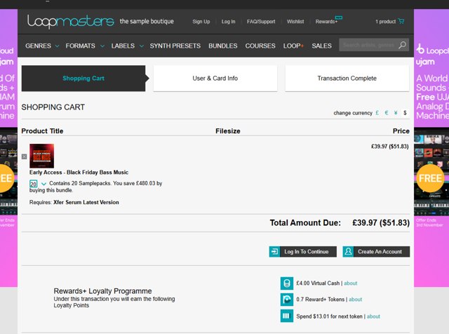 Loopmasters checkout page showing Loopmasters promo code box | Screenshot taken by SimplyCodes community member on Nov 2, 2024