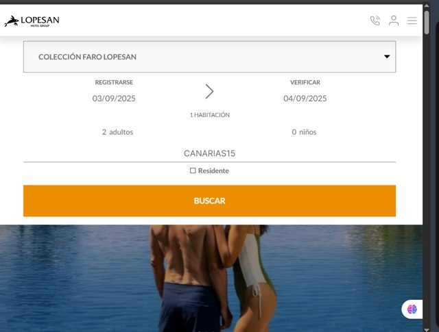 Lopesan Hotels checkout page showing Lopesan Hotels promo code box | Screenshot taken by SimplyCodes community member on Sep 3, 2025