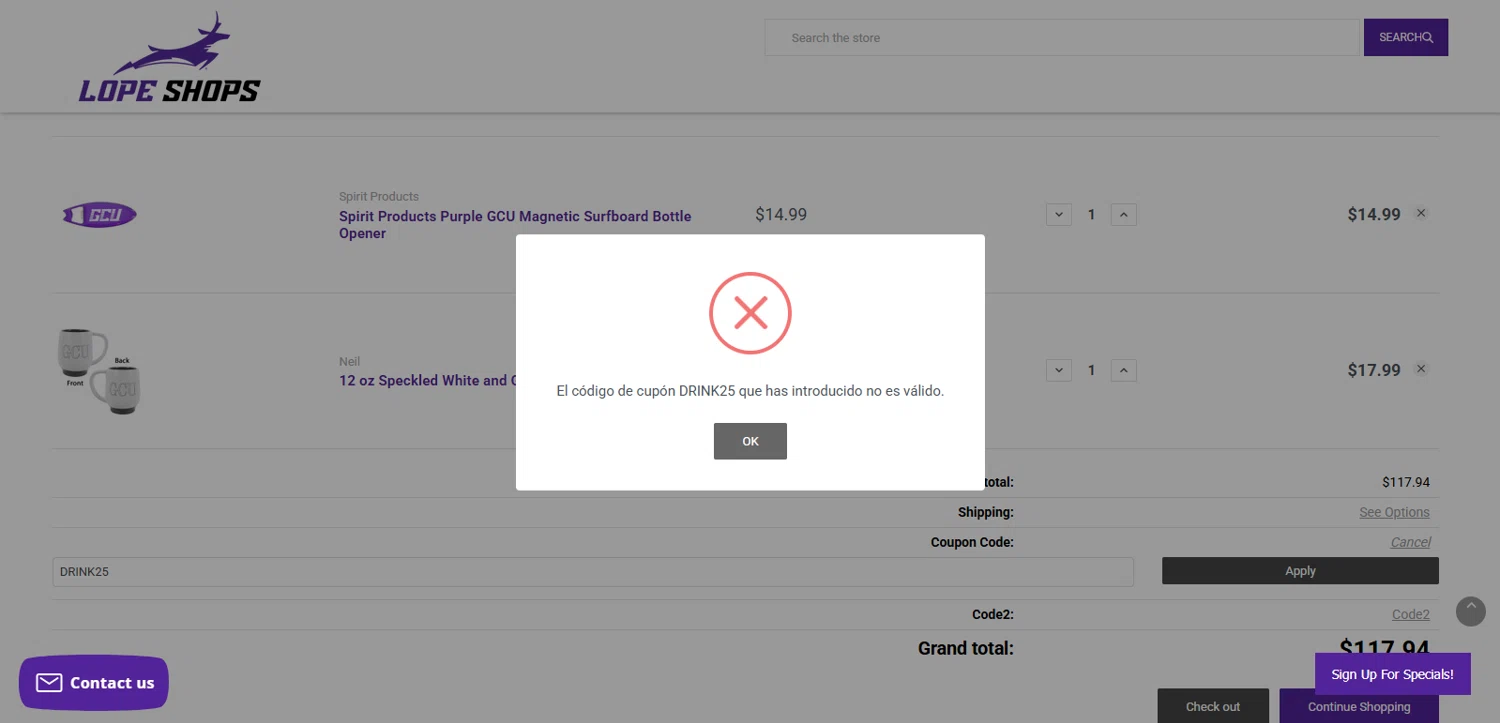 Lope Shops promo code screenshot showing code DRINK25 applied at Lope Shops checkout page. Uploaded by SimplyCodes community member Beatrizsilva31 on Aug 2, 2025