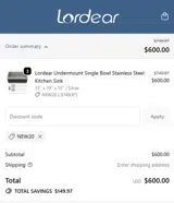 NEW20 coupon verification screenshot