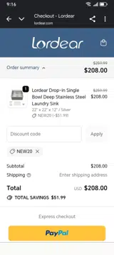 NEW20 coupon verification screenshot