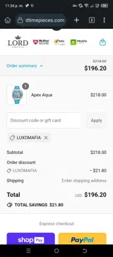 LUXOMAFIA coupon verification screenshot