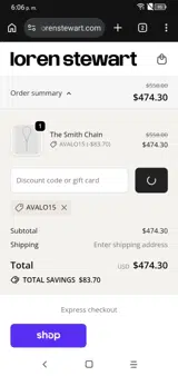 Loren Stewart coupon verification screenshot