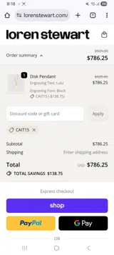 Loren Stewart coupon verification screenshot