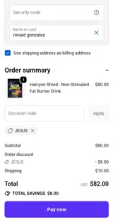 JESUS coupon verification screenshot