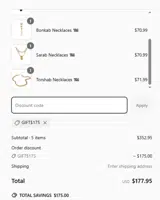 GIFT$175 coupon verification screenshot