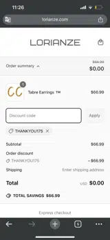 THANKYOU175 coupon verification screenshot