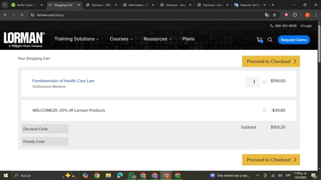 Lorman checkout page showing Lorman discount code box | Screenshot taken by SimplyCodes community member on Jun 16, 2025