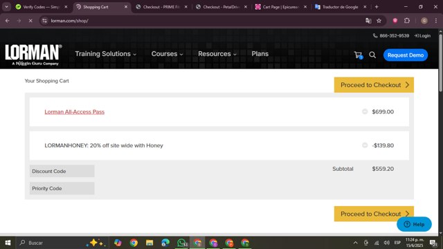 Lorman checkout page showing Lorman discount code box | Screenshot taken by SimplyCodes community member on Jun 16, 2025