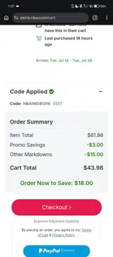 Los Angeles Lakers coupon verification screenshot