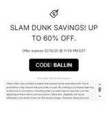Los Angeles Lakers coupon verification screenshot