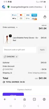 DANCING coupon verification screenshot
