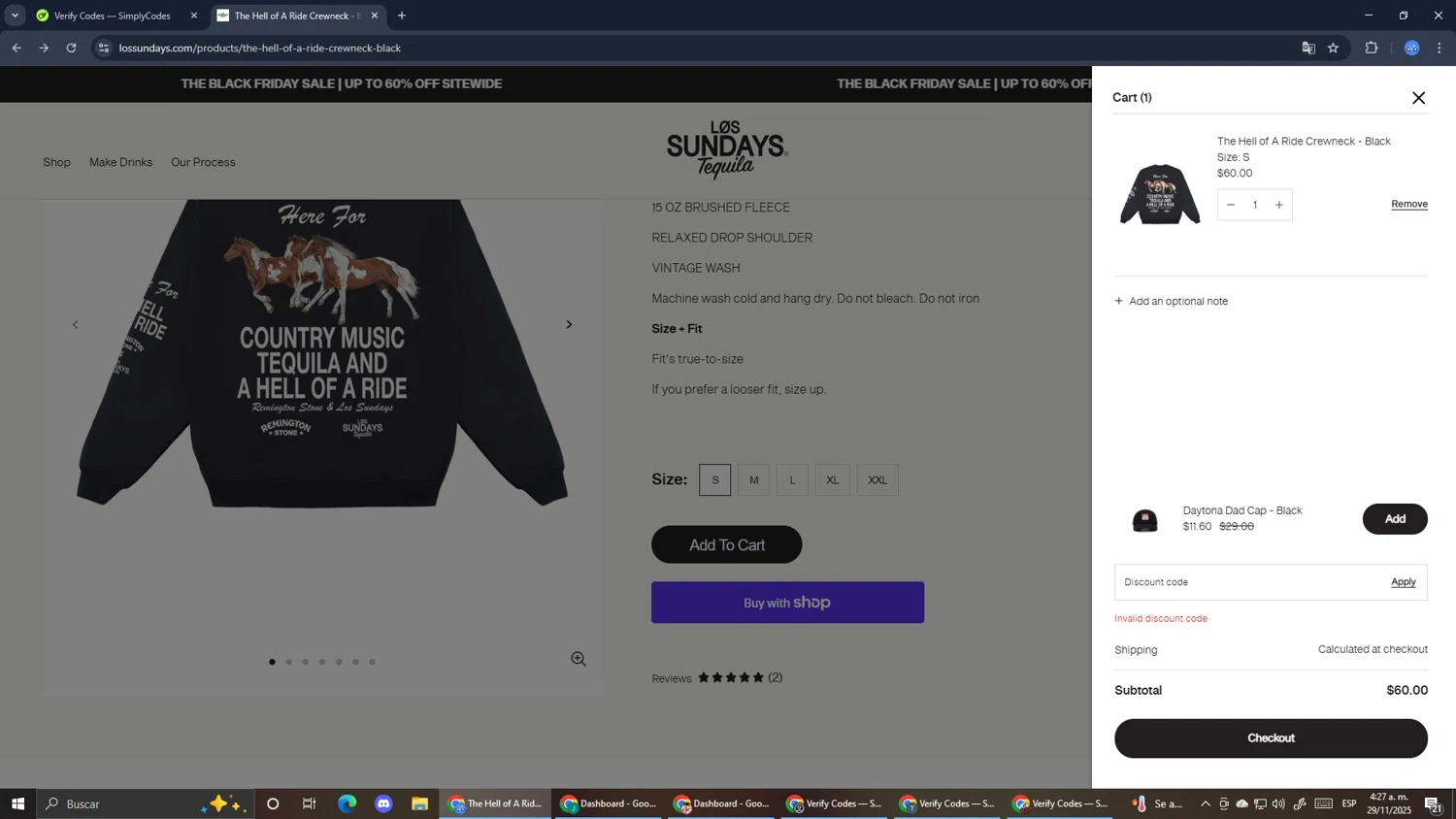 Los Sundays discount code screenshot showing code USEWISELY applied at Los Sundays checkout page. Uploaded by SimplyCodes community member RoyalExpert3857 on Nov 29, 2025