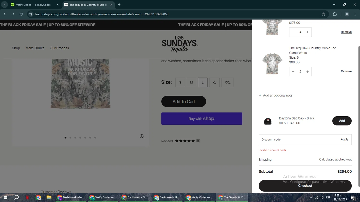 Los Sundays discount code screenshot showing code USEWISELY applied at Los Sundays checkout page. Uploaded by SimplyCodes community member YAMAHA on Nov 29, 2025