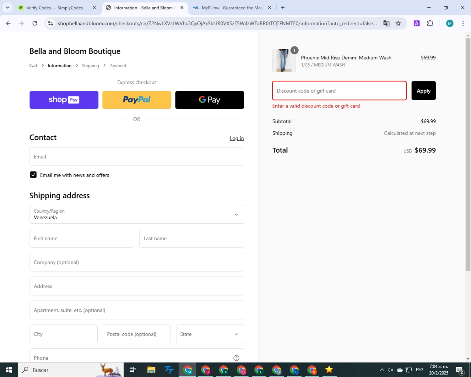 LostMyDoggie.com coupon code screenshot showing code SAVE20 applied at LostMyDoggie.com checkout page. Uploaded by SimplyCodes community member 000012 on Feb 20, 2025
