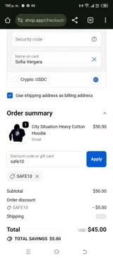 safe10 coupon verification screenshot