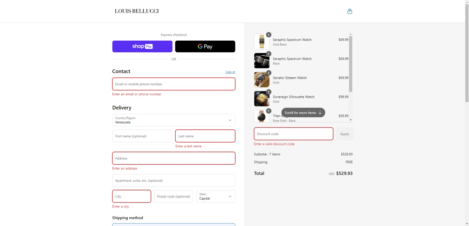 Louis Bellucci promo code screenshot showing code 25OFF applied at Louis Bellucci checkout page. Uploaded by SimplyCodes community member EpicEagle816 on Aug 3, 2025