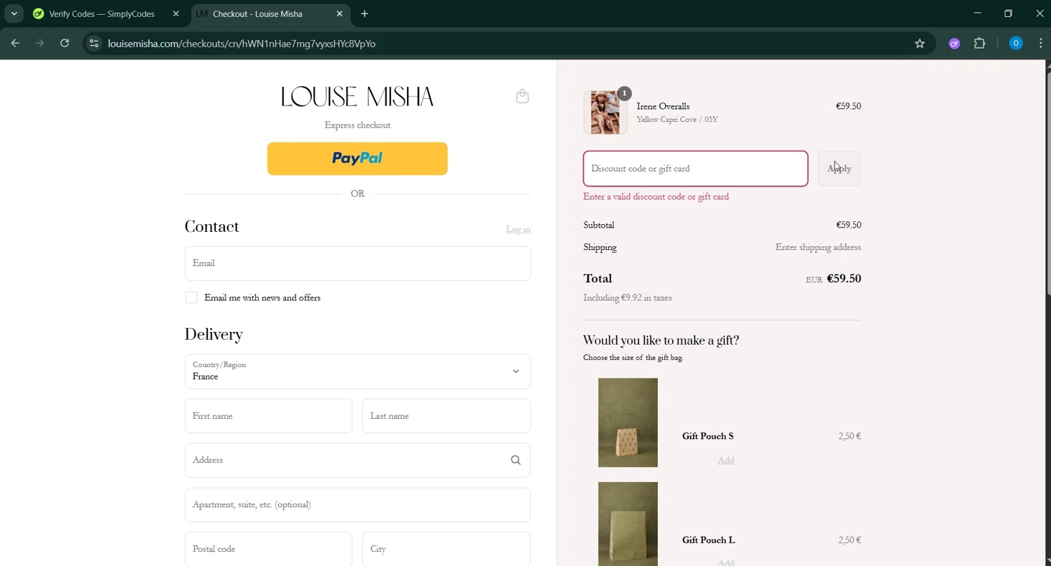 Louise Misha promo code screenshot showing code LASTDAYS applied at Louise Misha checkout page. Uploaded by SimplyCodes community member GoldChaser6627 on Aug 14, 2025