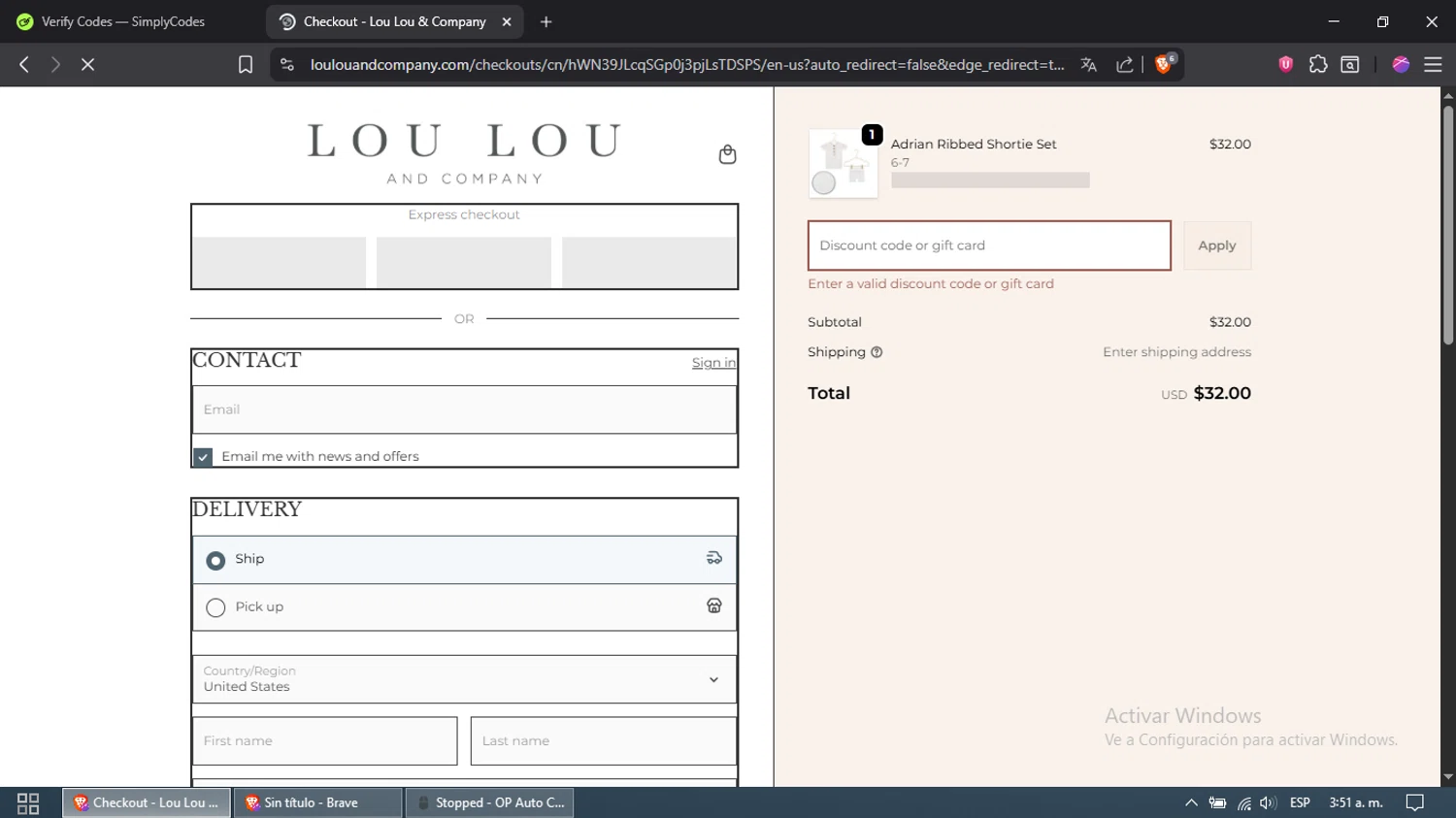 Lou Lou & Company promo code screenshot showing code STOCKUP applied at Lou Lou & Company checkout page. Uploaded by SimplyCodes community member Samira on Sep 19, 2025