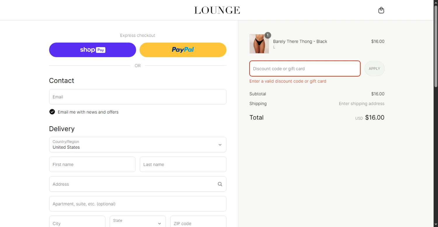 Lounge Underwear discount code screenshot showing code TREATYOURSELF applied at Lounge Underwear checkout page. Uploaded by SimplyCodes community member Cintirivero on May 29, 2025