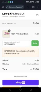 LOVEFRANCES coupon verification screenshot
