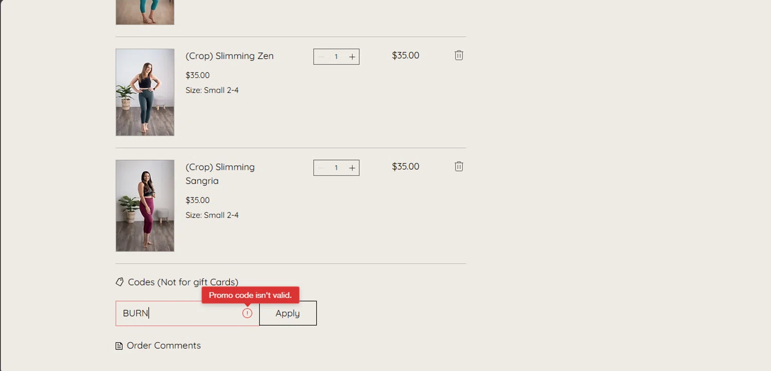Love Her coupon code screenshot showing code BURN applied at Love Her checkout page. Uploaded by SimplyCodes community member jupitera on Jan 3, 2025