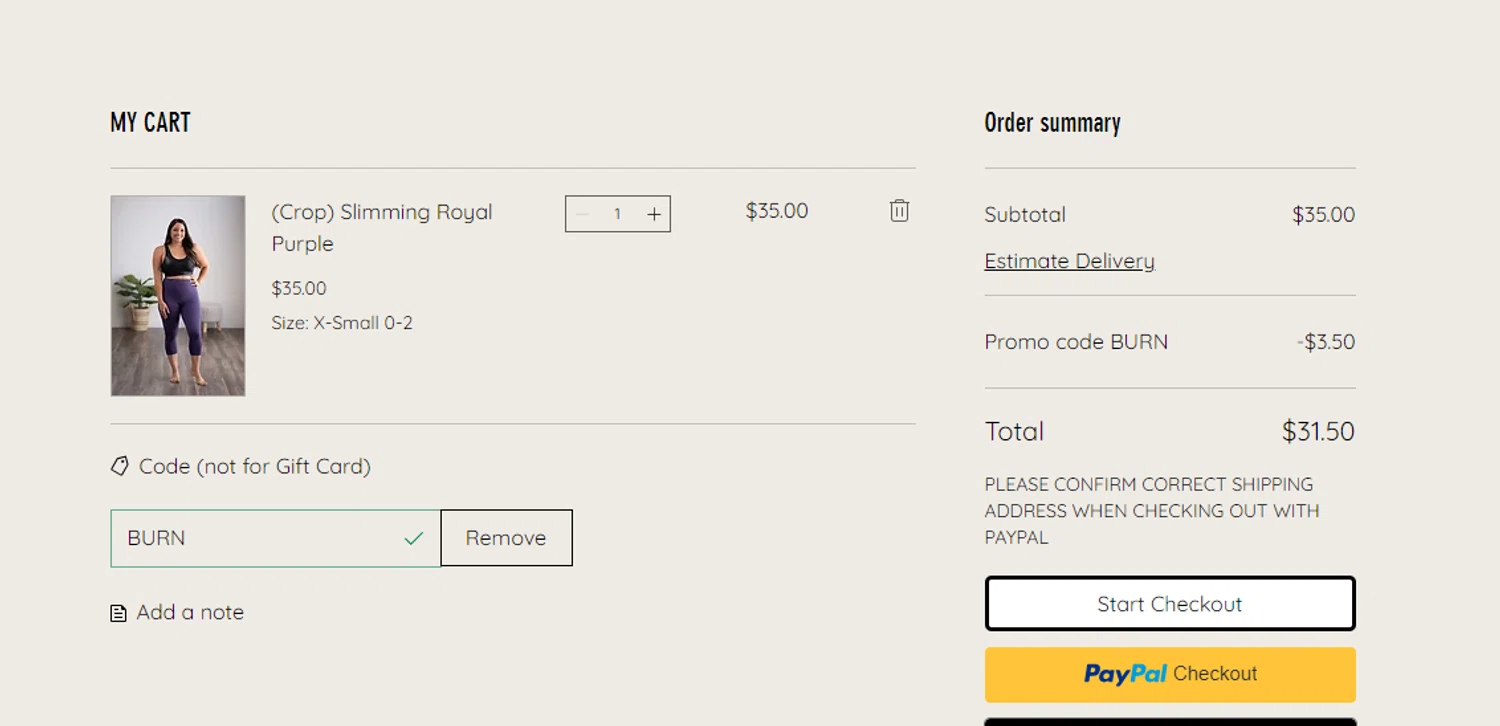 Love Her checkout page showing Love Her coupon code box | Screenshot taken by SimplyCodes community member on Oct 11, 2024