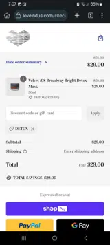 DETOX coupon verification screenshot