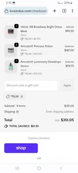 TRJLM coupon verification screenshot