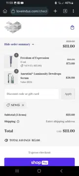 NEW15 coupon verification screenshot