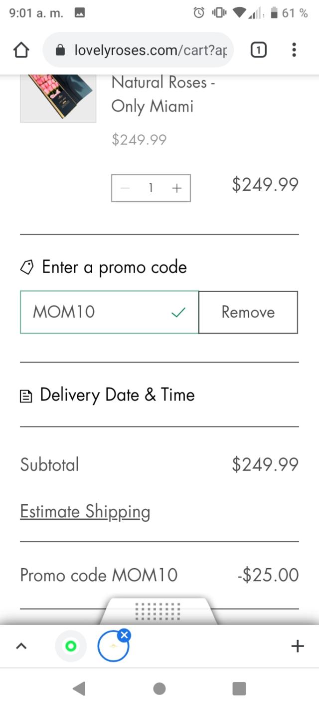 Lovely Roses checkout page showing Lovely Roses promo code box | Screenshot taken by SimplyCodes community member on Apr 29, 2021