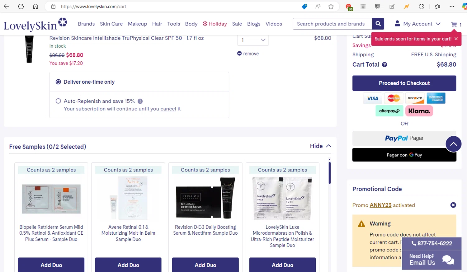where to use Lovely Skin promo code box