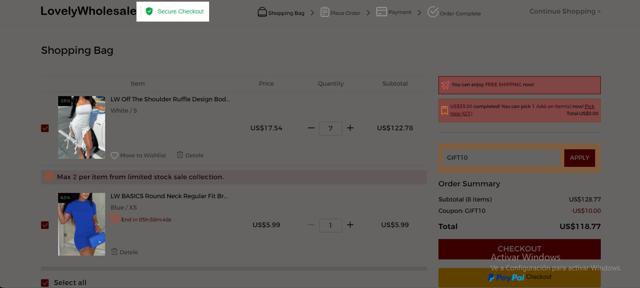 LovelyWholesale checkout page showing LovelyWholesale promo code box | Screenshot taken by SimplyCodes community member on Apr 5, 2024