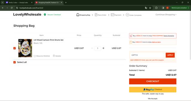 LovelyWholesale checkout page showing LovelyWholesale promo code box | Screenshot taken by SimplyCodes community member on Apr 15, 2024